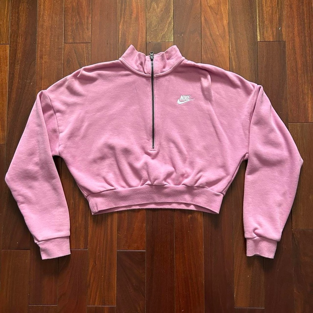 Pink Nike Cropped Quarter-Zip Sweatshirt